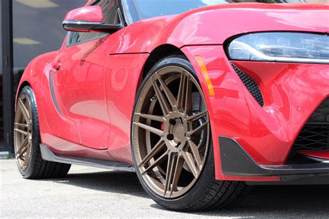 Toyota Supra Gr Red With Bronze Ferrada F8 Fr6 Aftermarket Wheels