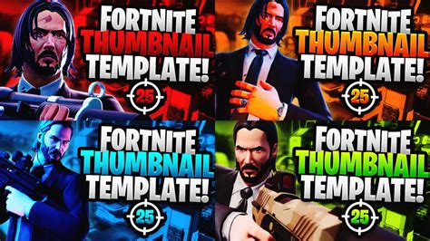 Fortnite Youtube Thumbnail Template Pack John Wick By Acezproduction On