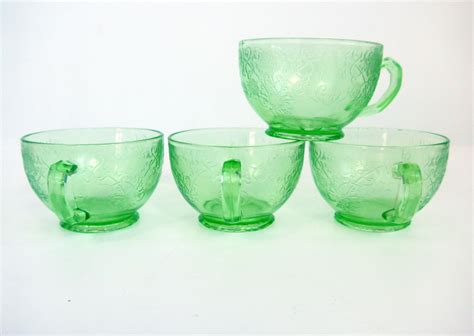 Set Of 3 W Extra Hazel Atlas Florentine 1 Green Depression Glass