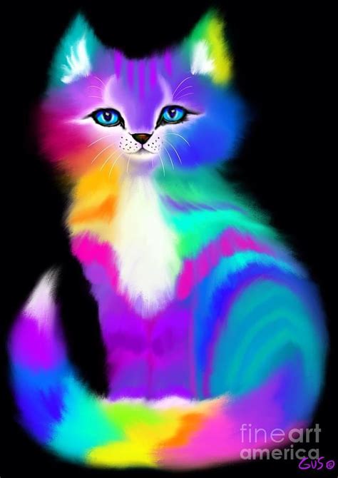 Colorful Striped Rainbow Cat By Nick Gustafson Gatos Bonitos