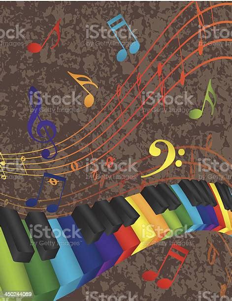 Piano Wavy Border With Colorful 3d Keys And Music Note Stock