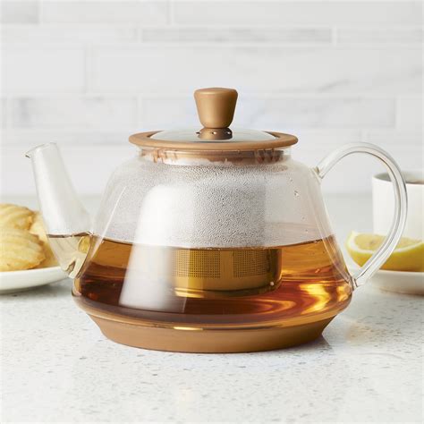 Bonjour Glass Teapot With Metallic Copper Detailing