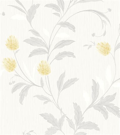 Grandeco Ideco Home Clover Textured Wallpaper A33801 Yellowgrey