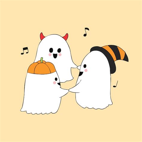 Premium Vector Cartoon Cute Halloween Happy Ghost Vector