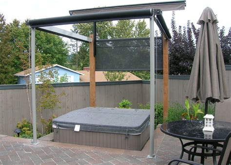 Building an outdoor privacy screen can change all of that. Hot tub cover and privacy screens - Traditional - Patio ...