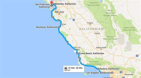 Our Itinerary On Highway 1 From Los Angeles To San Francisco Road