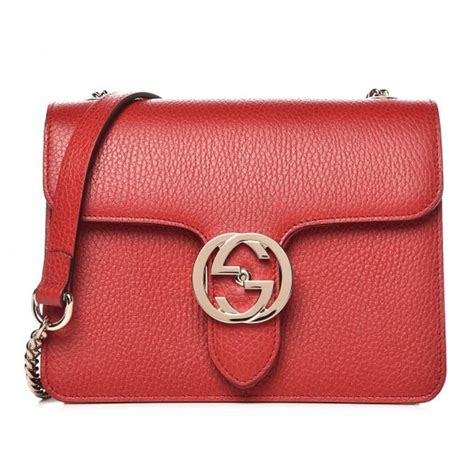 Gucci Red Leather Marmont Interlocking Gg Crossbody Bag Bags Gucci