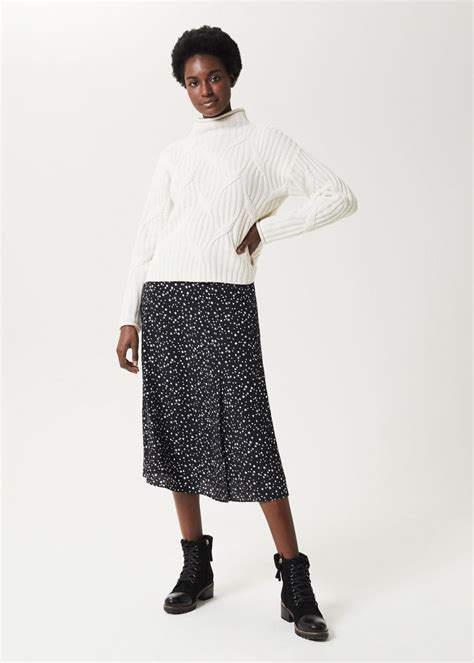 Womens Annette Printed Midi Skirt Black Ivory Hobbs Skirts ⋆ Daniel