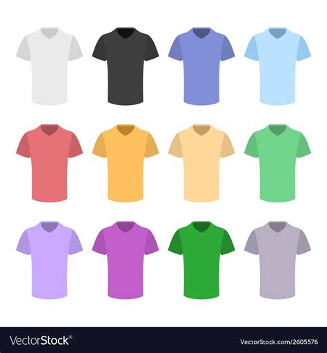 Plain T Shirt Color Template Set In Flat Design Vector Image