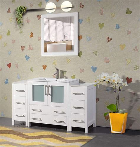 Virta has a wide selection of freestanding and wall mount bathroom vanity collections that are luxurious and beautiful. Vanity Art Brescia 54 inch Bathroom Vanity in White with ...