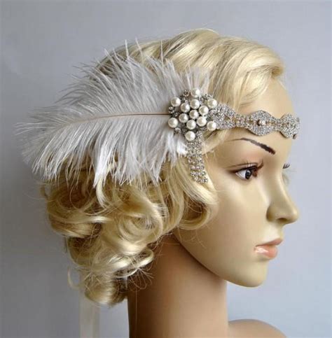 Rhinestone Headband Headpiece With Feathers Great Gatsby Headband