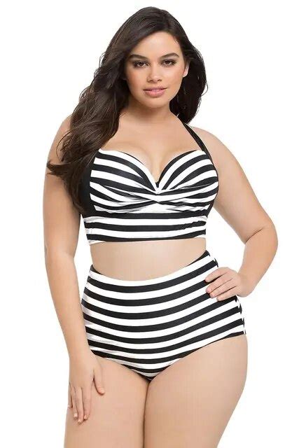 Aliexpress Com Buy Sebowel New Plus Size Striped Bikini Set Vintage
