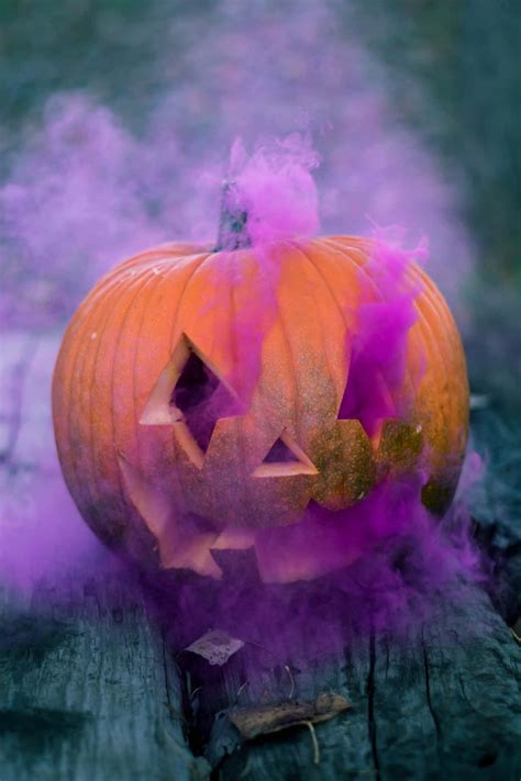 Download Fall Halloween Iphone Pumpkin Purple Smoke Wallpaper