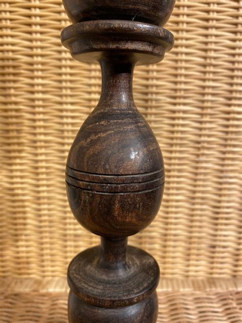 Vintage Wooden Candle Holder Hand Made Candlestick Carved Etsy