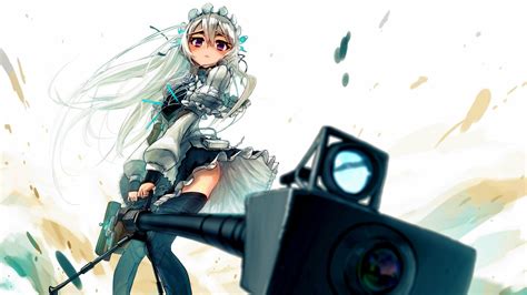 4527482 Sniper Rifle Hitsugi No Chaika White Hair Chaika Trabant