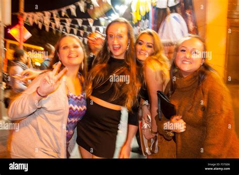 Young Women On A Night Out Weekend In Dublin Ireland Stock Photo