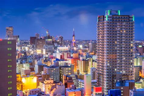 Sapporo Japan Downtown City Skyline Stock Image Image Of Offices
