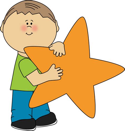 Boy Holding An Orange Star Clip Art Boy Holding An Orange Star Image