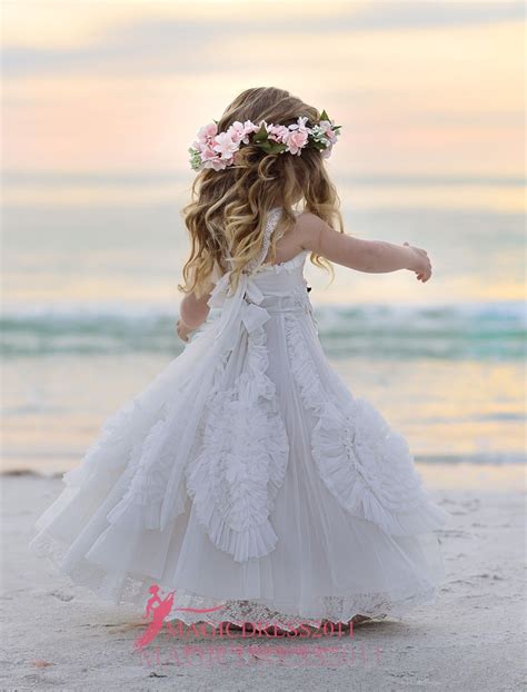 Gorgeous White Flower Girls Dresses For Wedding 2019 Square Lace