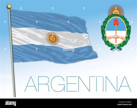 argentina official flag and coat of arms south america vector illustration stock vector image
