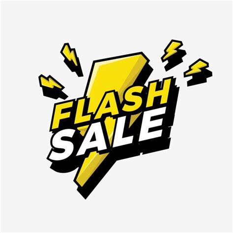 Flash Sale Sign With Bright Yellow Lightening Bolt Offer Thunder 3d