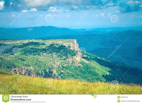 Aerial View Rocky Mountains Landscape With Clouds Sky