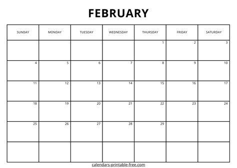 Monthly February 2024 Calendar Printable Free