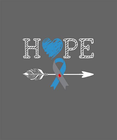 Hope Blue Ribbon T1d Type 1 Diabetes Awareness Tshirt Digital Art By