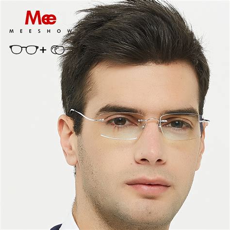 Meeshow Titanium Prescription Glasses Frame Men Women Rimless Frame