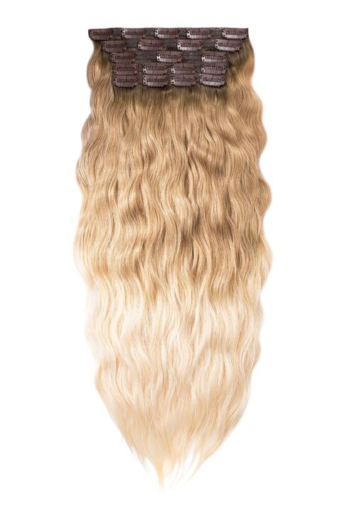 Beige Ombre Blonde 12 Luxe Clip In Extension In 2022 Seamless Hair Extensions Clip In