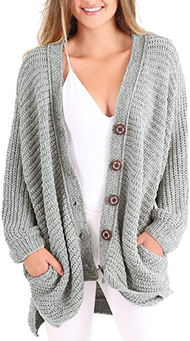 Womens Plus Size Cardigan Oversized Cable Knit Button Down Chunky