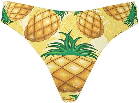 Amazon Com Custom Nolvelty Yellow Pineapple Women S Thongs Panties