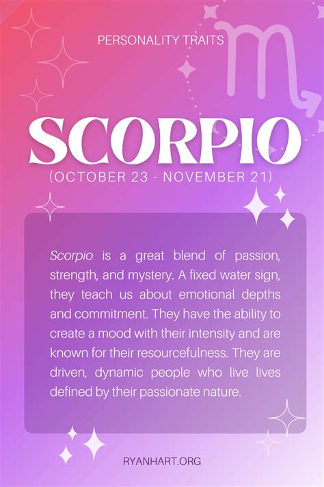 Scorpio Personality Traits Dates October 23 November 21 Ryan Hart
