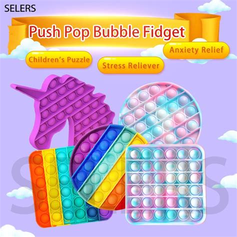 Foxmind Push Pop It Fidget Toy Unicorn Square Bubble