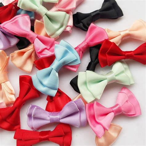 chenkou craft 40pcs satin ribbon bows flowers for appliques crafts double layers
