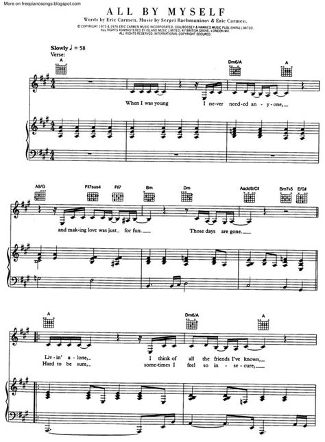 Celine Dion All By Myself Sheet Music Notes Chords Download Printable