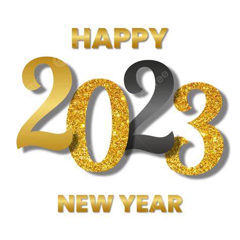 2023 happy new year glitter gold text 2023 happy new year 2023 new year png and vector with