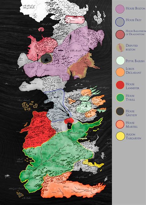 Current Political Map Of Westeros Westeros Map Game Of Thrones Map
