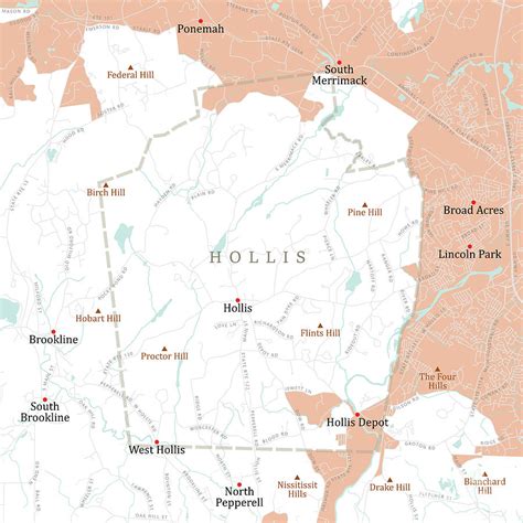 Nh Hillsborough Hollis Vector Road Map Digital Art By Frank Ramspott
