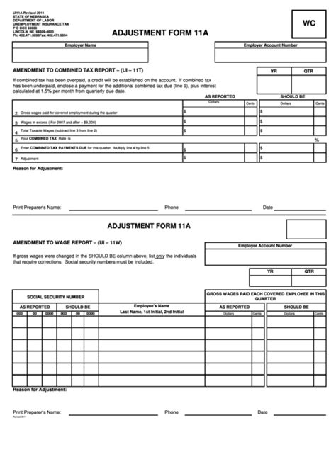 For reading convenience, a fax number may contain any characters, such as hyphens, parentheses etc. Adjustment Form 11a - Amendment To Combined Tax Report printable pdf download