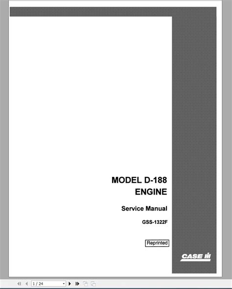 Case Ih Tractor Engine Diesel D188 Service Manualgss1322f