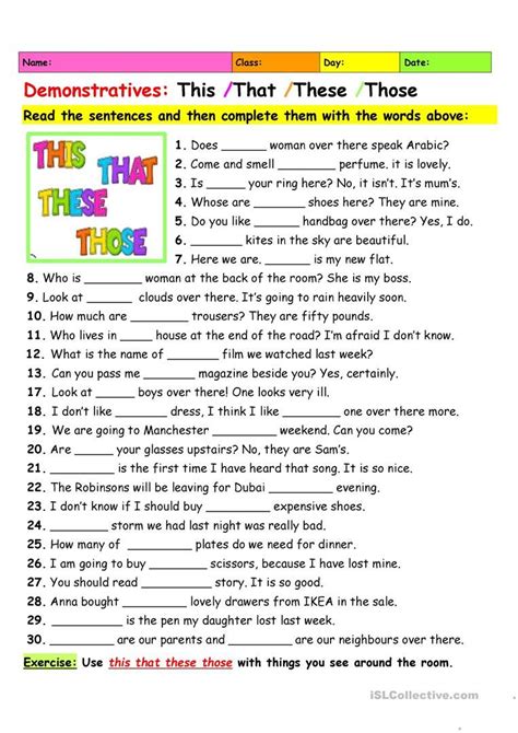 Demonstratives This That These Those English ESL Worksheets For