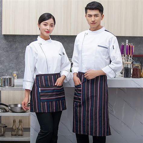 New Man Uniforms Chef Women Jackets Long Sleeves Food Service Coats Restaurant Kitchen Work