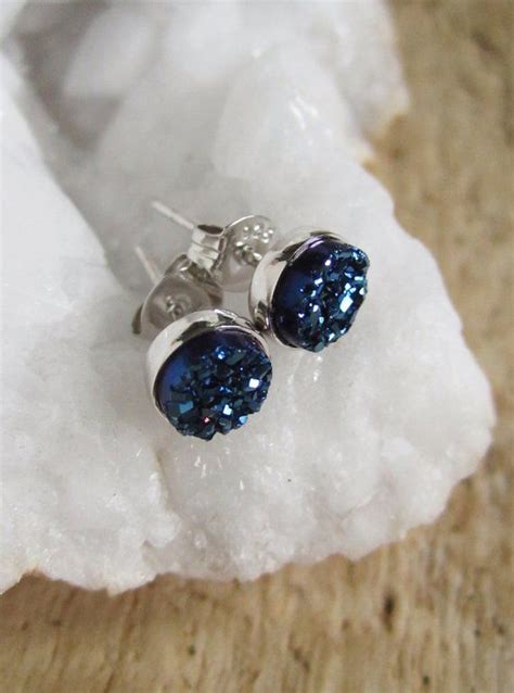 Tiny Blue Druzy Studs Druzy Studs Druzy Earrings Drusy Earrings