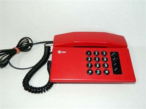 Details About Vtg Atandt Red Retro Desk Phone Corded Landline Telphone
