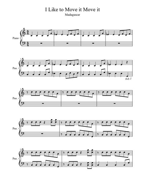 I Like To Move It Move It Sheet Music For Piano Solo