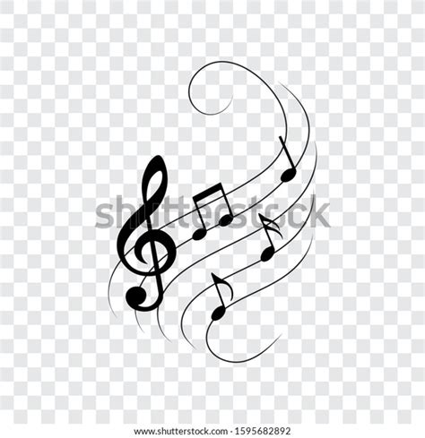 Music Notes On Wavy Lines Swirls Stock Vector Royalty Free 1595682892