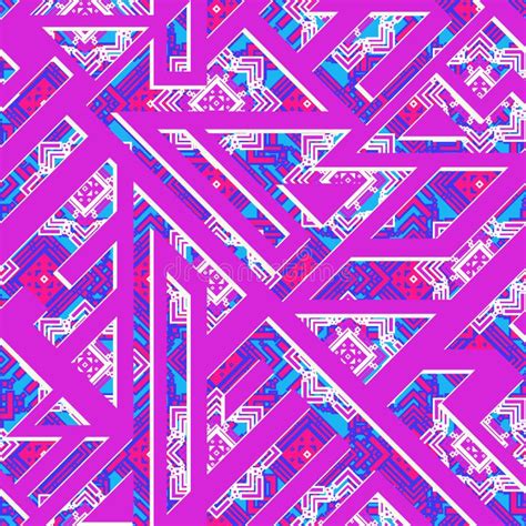 Bright Pink Geometric Seamless Pattern Stock Vector Illustration Of