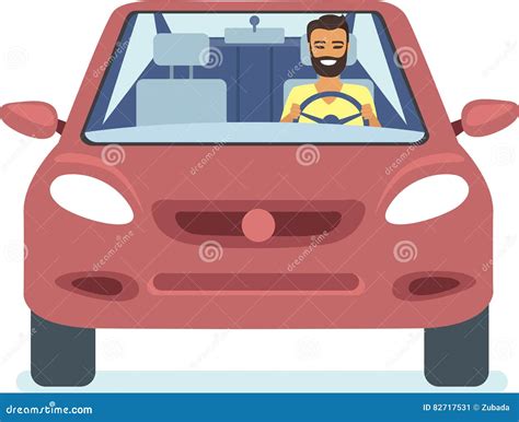 驾驶汽车的年轻人 向量例证 插画 包括有 一个 新建 图标 概念 平面 驱动 玻璃 红色 82717531