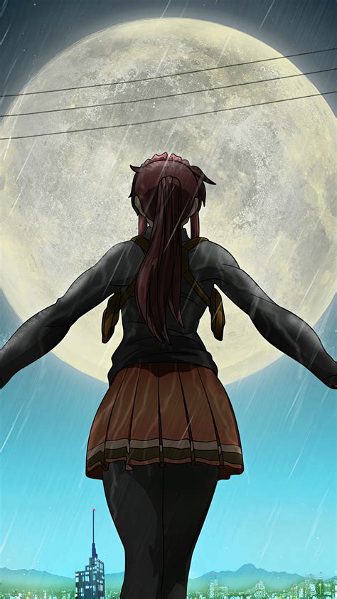2160x3840 Anime Girl School Uniform Ponytail Rain 4k Sony Xperia Xxz